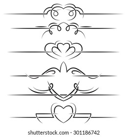 Vintage set vector border with swirls on a white background