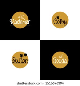 Vintage set of vector logos for cheese