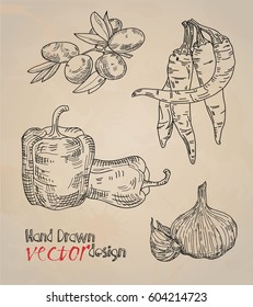 Vintage set. Vegetables