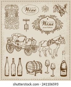 Vintage set. Wine