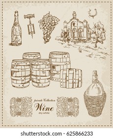 Vintage set. Wine