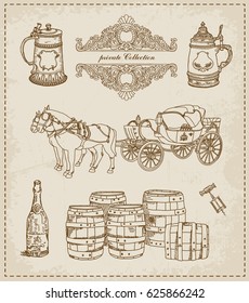Vintage set. Wine