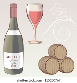Vintage set of wine illustrations