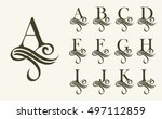 Vintage Set1 . Capital Letter for Monograms and Logos. Beautiful Filigree Font. Victorian Style.