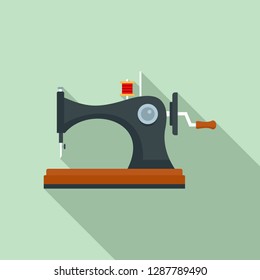 Vintage sew machine icon. Flat illustration of vintage sew machine vector icon for web design
