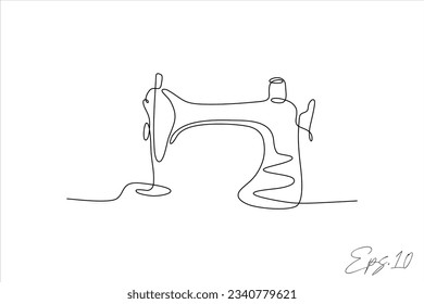  vintage sewing machine continuous line vector illustration