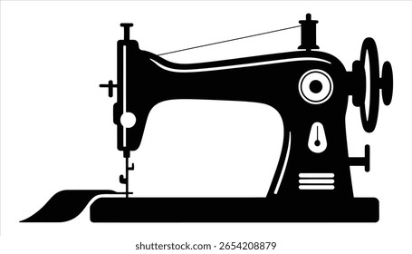 Vintage máquina de costura ícone, Silhueta preta, Estilo liso