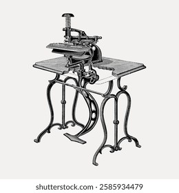 Vintage sewing machine illustration, vector element.