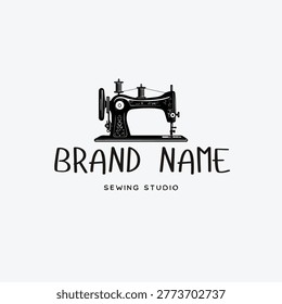 Vintage Sewing Machine Logo for Tailor and Sewing Studio