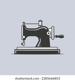 Vintage sewing machine retro style vector illustration