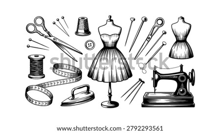 Vintage Sewing Machine and Tailoring Tools Collection
