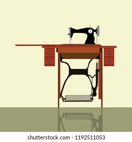vintage sewing machine vector illustration