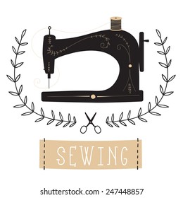 Vintage Sewing Machine vector Illustration