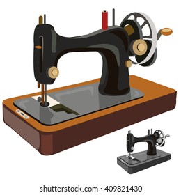 Vintage sewing machine. Vector illustration.