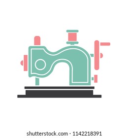 Vintage sewing machine Vector illustration.flat color style.