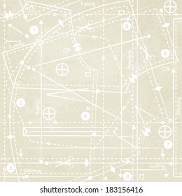 Vintage sewing pattern inspired vector background 3