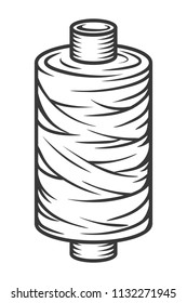 Vintage sewing spool of thread template in monochrome style isolated vector illustration