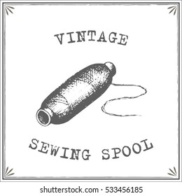 Vintage sewing spool vector