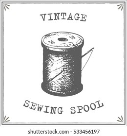 Vintage sewing spool vector