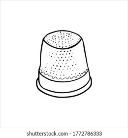 vintage sewing thimble in doodle style vector