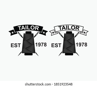 vintage sewing typography  Design. tailor est 1978. Vector illustration Concept for shirt, print, stamp label or tee. Vintage typography design with sewing tools. Retro design for sewing shop business