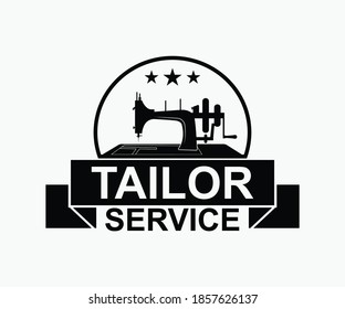 vintage sewing typography  Design. tailor service. Vector illustration Concept for shirt, print, stamp label or tee. Vintage typography design with sewing tools. Retro design for sewing shop business.