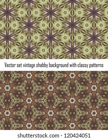 Vintage shabby background with classy patterns. Seamless vintage delicate colored wallpaper. Geometric or floral pattern on paper texture in grunge style.