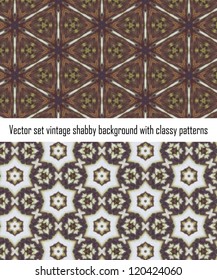 Vintage shabby background with classy patterns. Seamless vintage delicate colored wallpaper. Geometric or floral pattern on paper texture in grunge style.