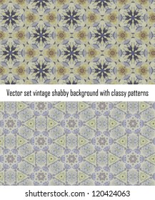 Vintage shabby background with classy patterns. Seamless vintage delicate colored wallpaper. Geometric or floral pattern on paper texture in grunge style.