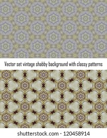 Vintage shabby background with classy patterns. Seamless vintage delicate colored wallpaper. Geometric or floral pattern on paper texture in grunge style.