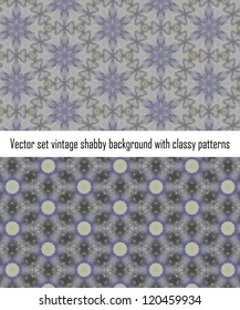 Vintage shabby background with classy patterns. Seamless vintage delicate colored wallpaper. Geometric or floral pattern on paper texture in grunge style.