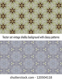 Vintage shabby background with classy patterns. Seamless vintage delicate colored wallpaper. Geometric or floral pattern on paper texture in grunge style.