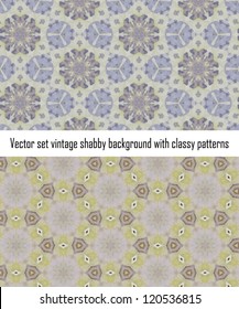 Vintage shabby background with classy patterns. Seamless vintage delicate colored wallpaper. Geometric or floral pattern on paper texture in grunge style.
