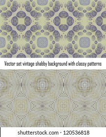 Vintage shabby background with classy patterns. Seamless vintage delicate colored wallpaper. Geometric or floral pattern on paper texture in grunge style.