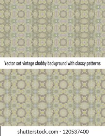 Vintage shabby background with classy patterns. Seamless vintage delicate colored wallpaper. Geometric or floral pattern on paper texture in grunge style.
