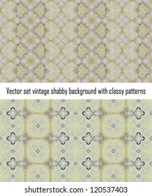 Vintage shabby background with classy patterns. Seamless vintage delicate colored wallpaper. Geometric or floral pattern on paper texture in grunge style.