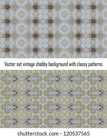 Vintage shabby background with classy patterns. Seamless vintage delicate colored wallpaper. Geometric or floral pattern on paper texture in grunge style.