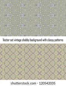 Vintage shabby background with classy patterns. Seamless vintage delicate colored wallpaper. Geometric or floral pattern on paper texture in grunge style.