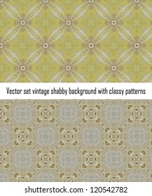 Vintage shabby background with classy patterns. Seamless vintage delicate colored wallpaper. Geometric or floral pattern on paper texture in grunge style.