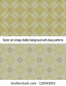 Vintage shabby background with classy patterns. Seamless vintage delicate colored wallpaper. Geometric or floral pattern on paper texture in grunge style.