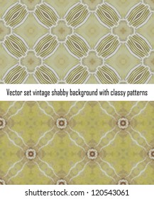Vintage shabby background with classy patterns. Seamless vintage delicate colored wallpaper. Geometric or floral pattern on paper texture in grunge style.