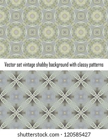Vintage shabby background with classy patterns. Seamless vintage delicate colored wallpaper. Geometric or floral pattern on paper texture in grunge style.