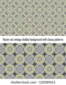 Vintage shabby background with classy patterns. Seamless vintage delicate colored wallpaper. Geometric or floral pattern on paper texture in grunge style.