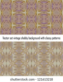 Vintage shabby background with classy patterns. Seamless vintage delicate colored wallpaper. Geometric or floral pattern on paper texture in grunge style.