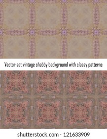 Vintage shabby background with classy patterns. Seamless vintage delicate colored wallpaper. Geometric or floral pattern on paper texture in grunge style.