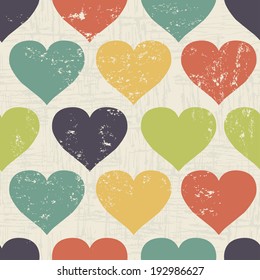 Vintage shabby hearts seamless pattern. All objects are conveniently grouped and are easily editable.