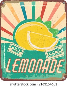 vintage shabby slightly rusty advertising banner. fresh lemonade.vector illustration