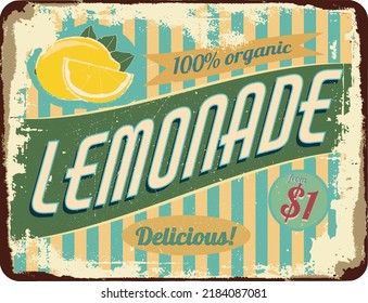 vintage shabby slightly rusty advertising banner. fresh lemonade.vector illustration