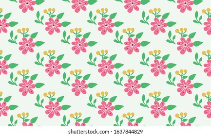 Vintage shape of leaf and floral for spring, with leaf and flower pattern background.