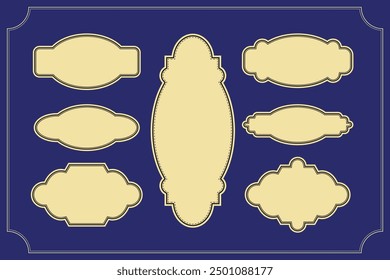 Vintage shape set. Religious elegant frames. Islamic line shapes. Abstract arabic geometric borders, islamic arabesque silhouettes and simple decorative elements. Vector isolated collection.